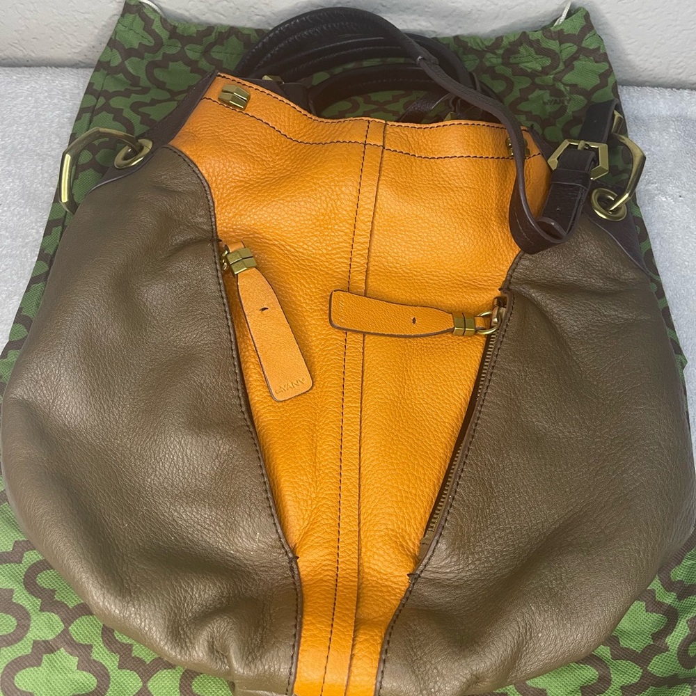 orYANY Orange and Brown Hobo Bag